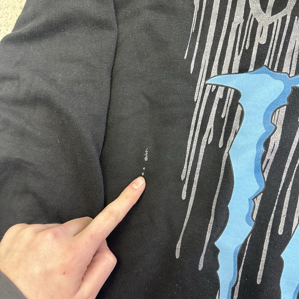 Vtg Y2K 2000s Monster Energy Drink Logo Pullover Hoodie Mens Large Sleeve Print - Picture 6 of 10